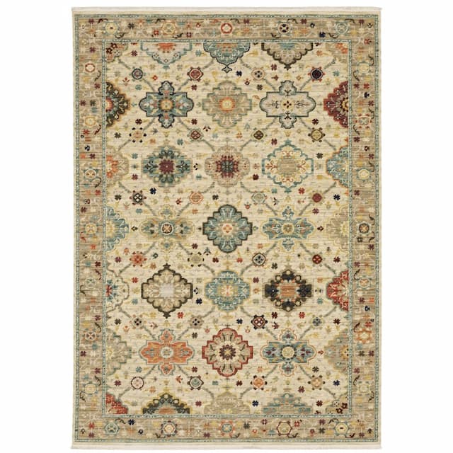 Lilihan 4601W Beige/ Multi Indoor Area Rug - 2' x 3'