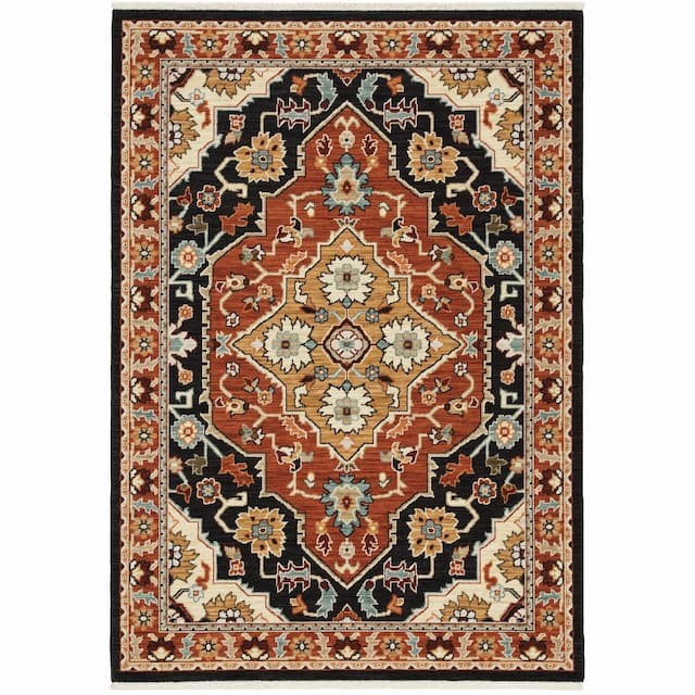 Lilihan 4929A Black/ Rust Indoor Area Rug - 3'3" x 5'