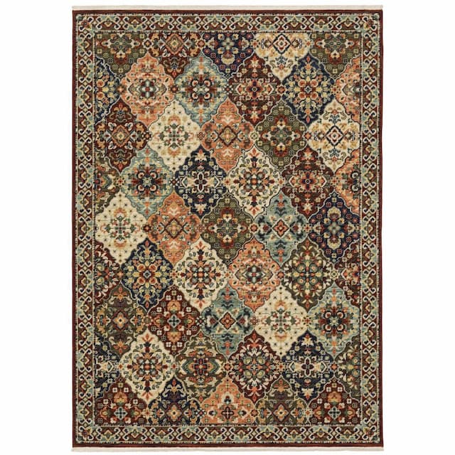 Lilihan 050X6 Red/ Multi Indoor Area Rug - 2' x 3'