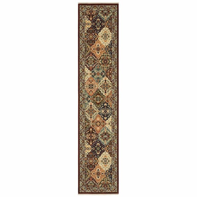 Lilihan 050X6 Red/ Multi Indoor Area Rug - 2'6" x 12'