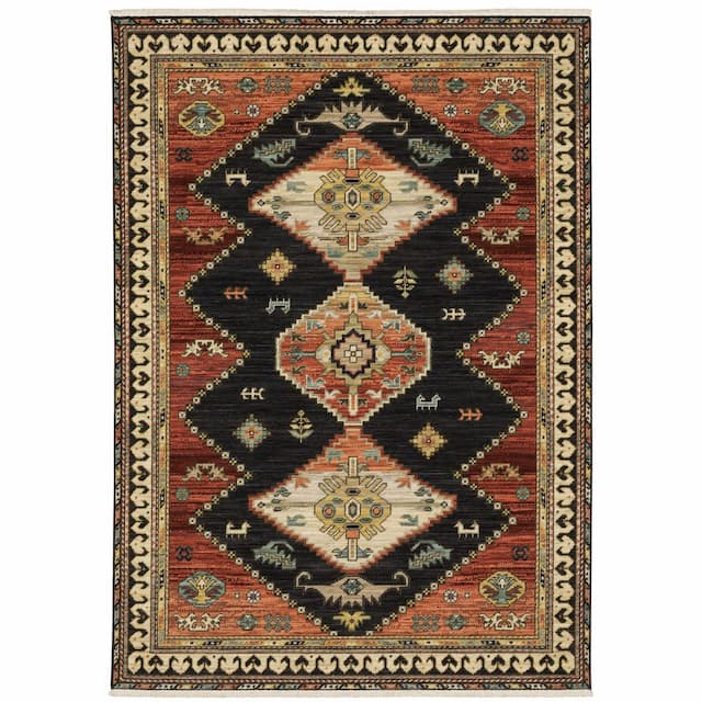 Lilihan 051K6 Charcoal/ Multi Indoor Area Rug - 2' x 3'