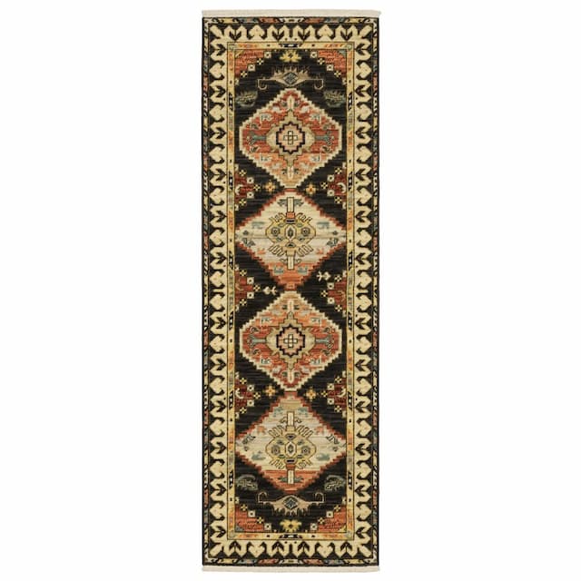 Lilihan 051K6 Charcoal/ Multi Indoor Area Rug - 2' x 6'