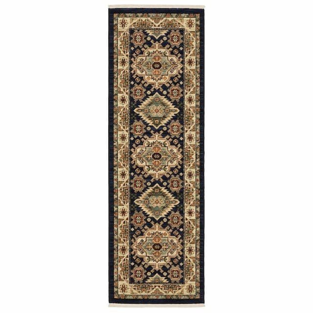 Lilihan 532B6 Navy/ Multi Indoor Area Rug - 2' x 6'