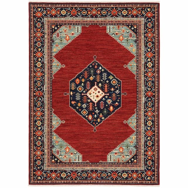 Lilihan 5503M Red/ Blue Indoor Area Rug