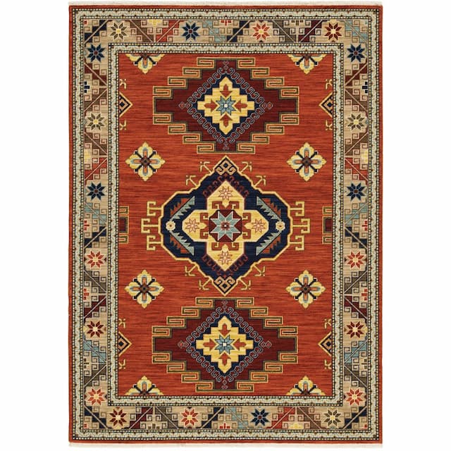 Lilihan 5504P Red/ Multi Indoor Area Rug - 2' x 3'