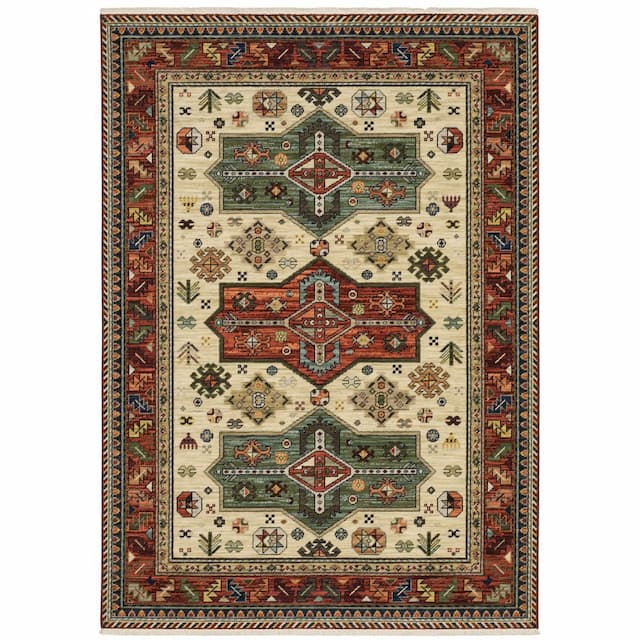 Lilihan 8022R Red/ Multi Indoor Area Rug - 2' x 3'