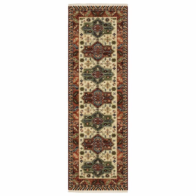 Lilihan 8022R Red/ Multi Indoor Area Rug - 2' x 6'