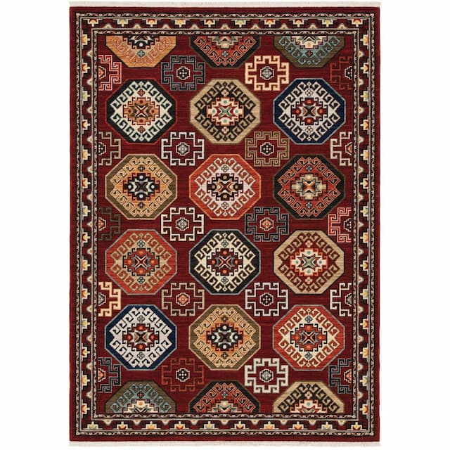 Lilihan 091R6 Red/ Multi Indoor Area Rug - 2' x 3'