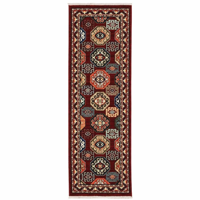 Lilihan 091R6 Red/ Multi Indoor Area Rug - 2' x 6'