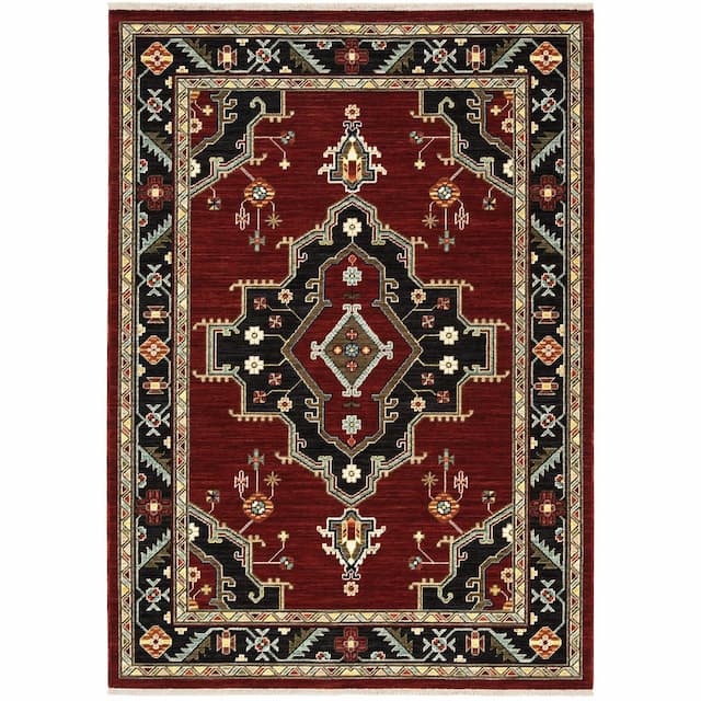 Lilihan 092R6 Red/ Black Indoor Area Rug - 2' x 3'