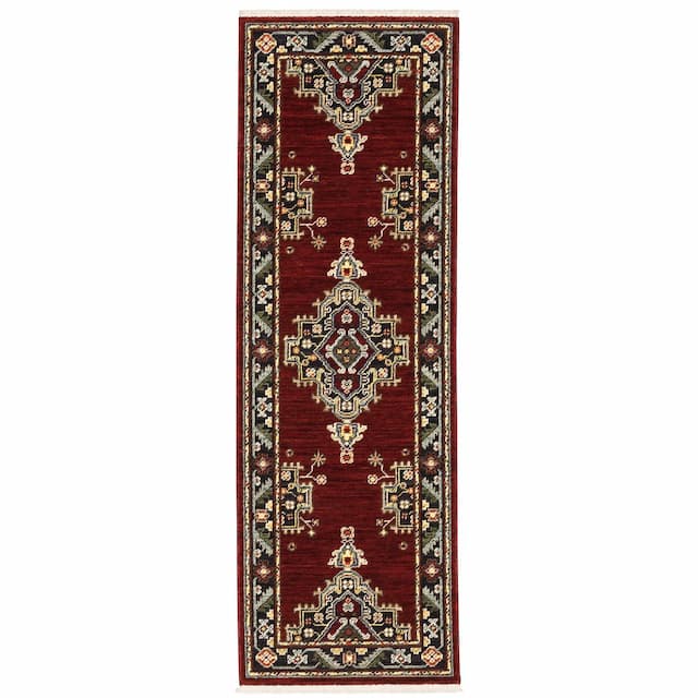 Lilihan 092R6 Red/ Black Indoor Area Rug - 2' x 6'