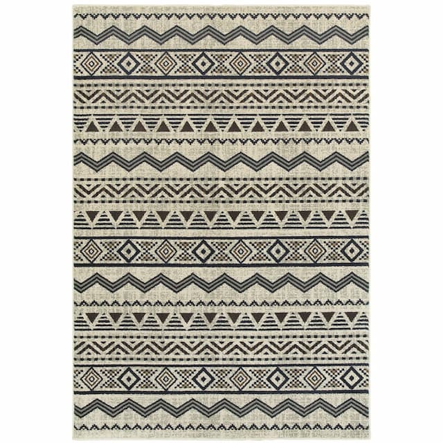 Linden 7824A Grey/ Blue Indoor Area Rug - 1'10" x 3'