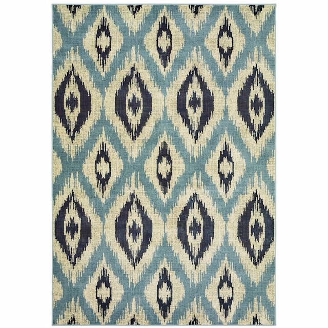 Linden 7825C Blue/ Grey Indoor Area Rug - 3'10" x 5'5"