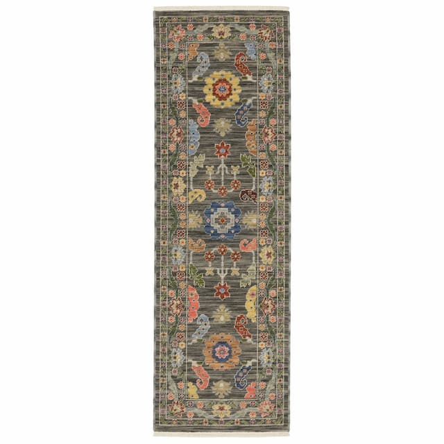 Lucca 5506K Grey/ Multi Indoor Area Rug - 2' x 6'