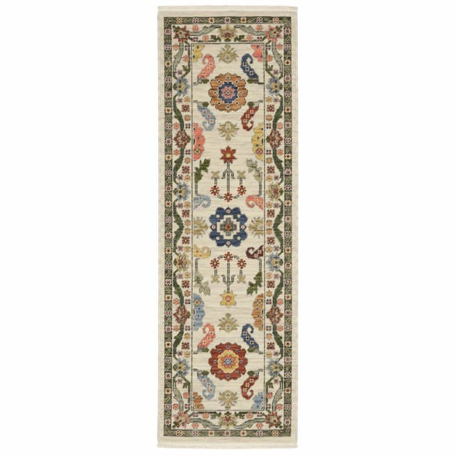 Lucca 5506W Ivory/ Multi Indoor Area Rug - 2' x 6'