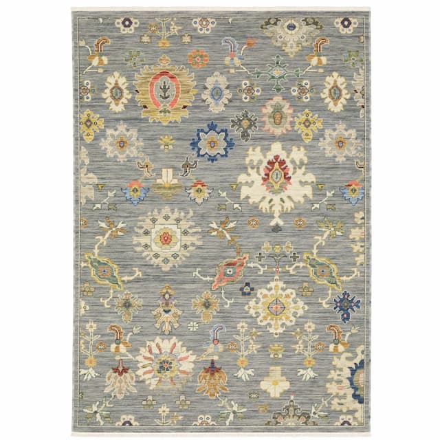 Lucca 5507E Grey/ Multi Indoor Area Rug - 2' x 3'