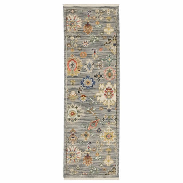 Lucca 5507E Grey/ Multi Indoor Area Rug - 2' x 6'