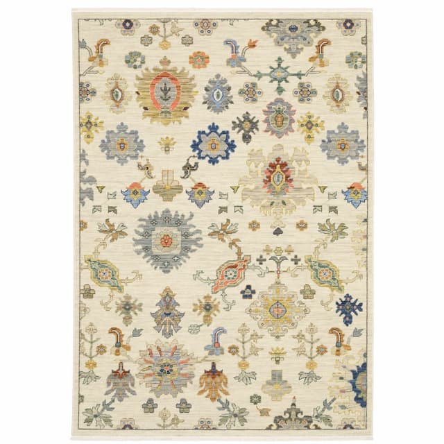 Lucca 5507W Ivory/ Multi Indoor Area Rug - 2' x 3'