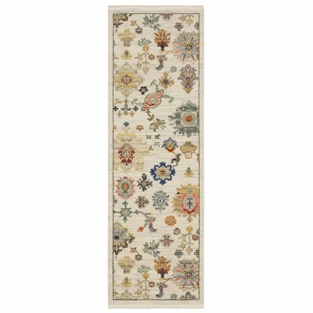 Lucca 5507W Ivory/ Multi Indoor Area Rug - 2' x 6'