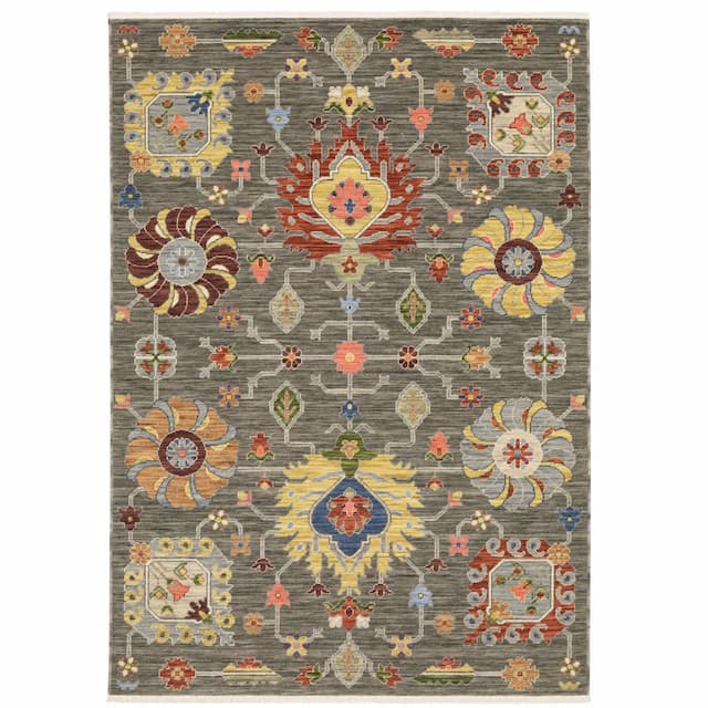 Lucca 8111K Grey/ Multi Indoor Area Rug - 2' x 3'