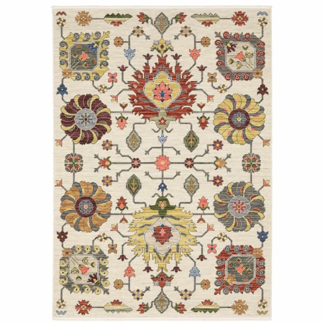 Lucca 8111W Ivory/ Multi Indoor Area Rug - 2' x 3'