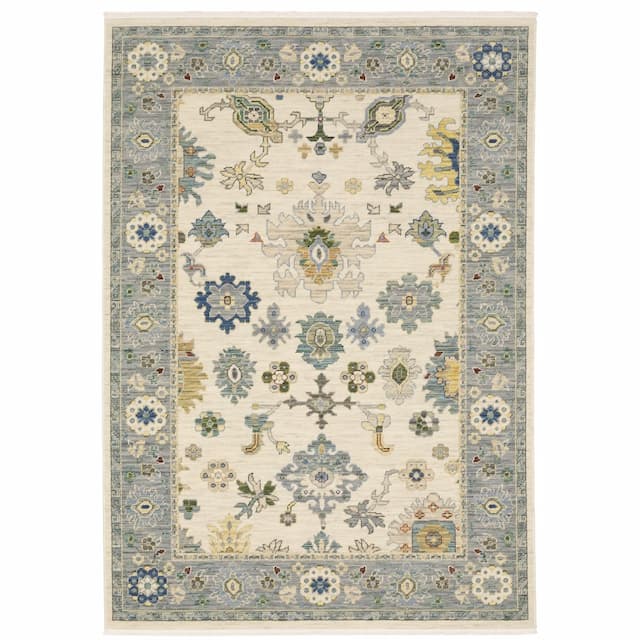 Lucca 846H1 Ivory/ Blue Indoor Area Rug - 2' x 3'