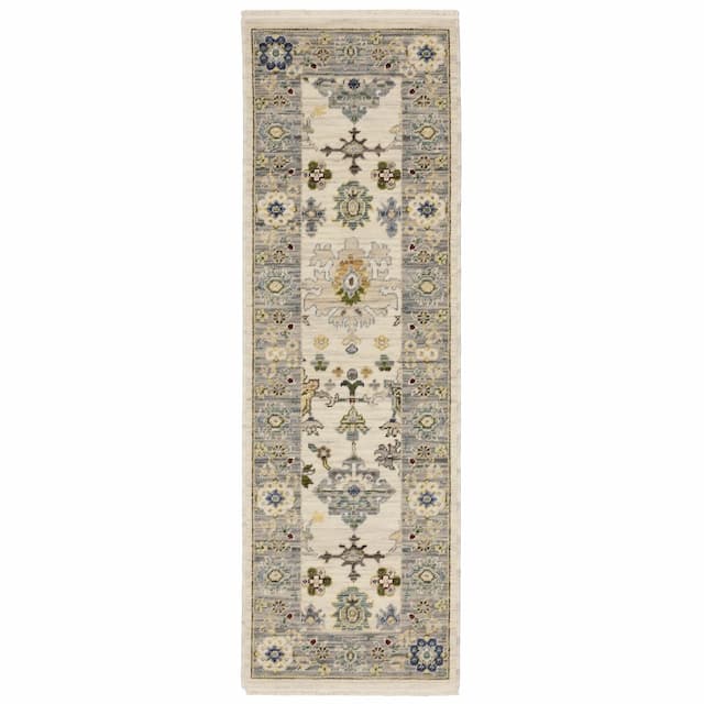 Lucca 846H1 Ivory/ Blue Indoor Area Rug - 2' x 6'