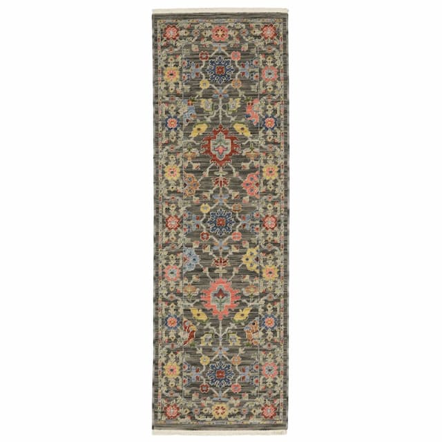 Lucca 093K1 Grey/ Multi Indoor Area Rug - 2' x 6'