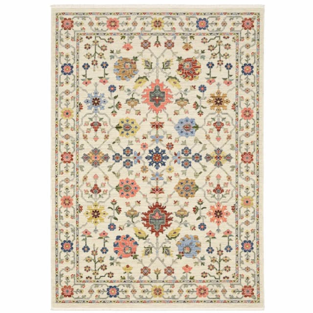 Lucca 093W1 Ivory/ Multi Indoor Area Rug - 2' x 3'