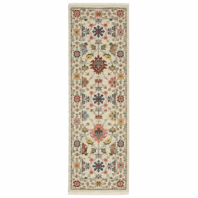 Lucca 093W1 Ivory/ Multi Indoor Area Rug - 2' x 6'