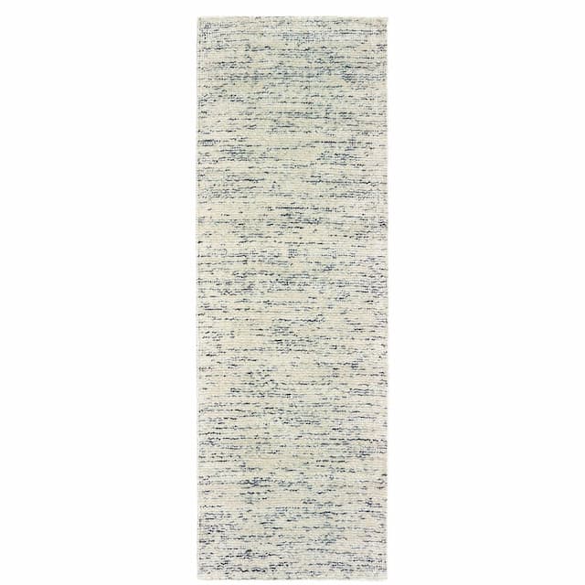 Lucent 45902 Ivory/ Stone Hand-crafted Wool Blend Area Rug - 2'6" x 8'