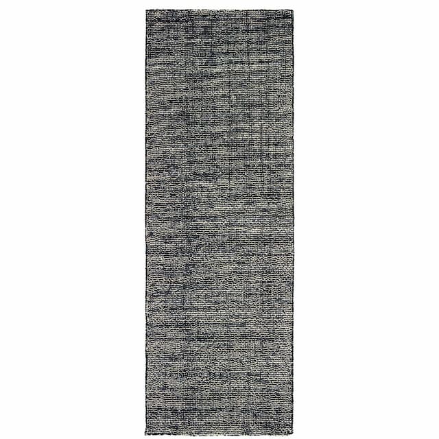 Lucent 45904 Charcoal/ Black Hand-crafted Wool Blend Area Rug - 2'6" x 8'