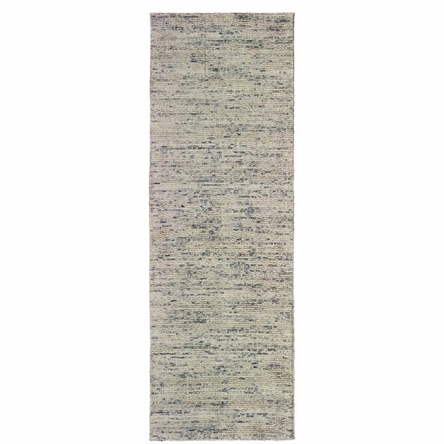 Lucent 45905 Stone/ Grey Hand-crafted Wool Blend Area Rug - 2'6" x 8'