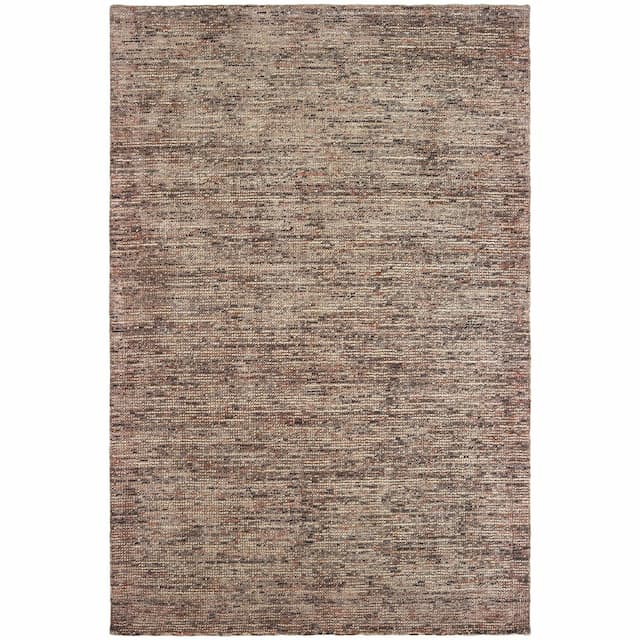 Lucent 45907 Taupe/ Pink Hand-crafted Wool Blend Area Rug - 10' x 13'