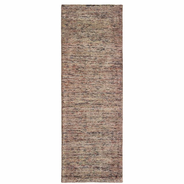 Lucent 45907 Taupe/ Pink Hand-crafted Wool Blend Area Rug - 2'6" x 8'