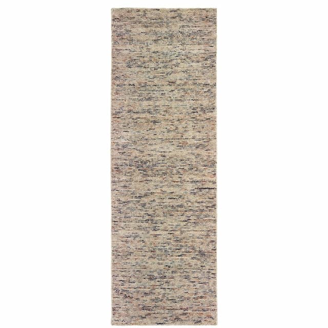 Lucent 45908 Ivory/ Sand Hand-crafted Wool Blend Area Rug - 2'6" x 8'