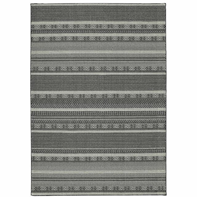 Luna 1802K Black/ Ivory Indoor Area Rug - 3'10" x 5'5"