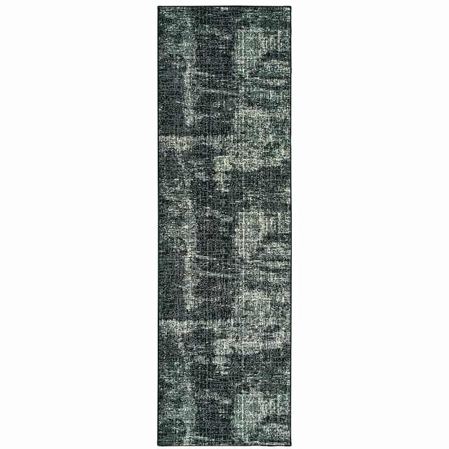 Luna 1805K Black/ Ivory Indoor Area Rug - 2'3" x 7'6"