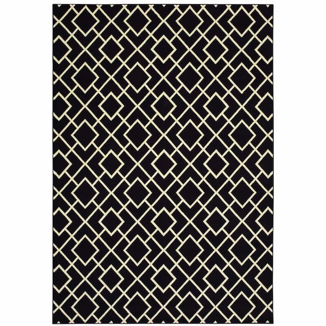 Luna 8123B Black/ Ivory Indoor Area Rug - 3'10" x 5'5"