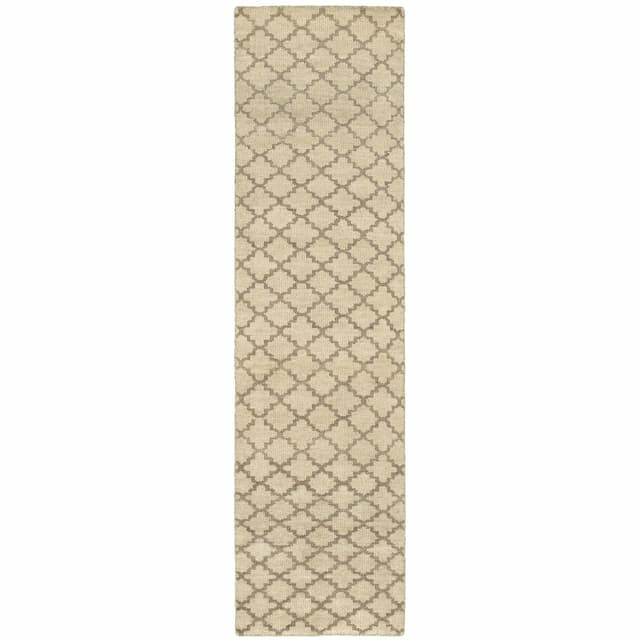 Maddox 56502 Beige/ Stone Hand-crafted Wool Area Rug - 2'6" x 10'