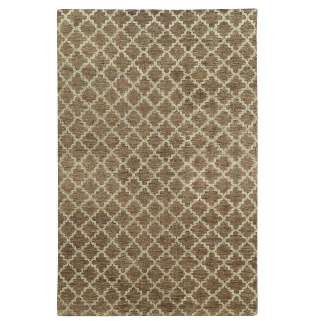 Maddox 56503 Brown/ Blue Hand-crafted Wool Area Rug - 3'6" x 5'6"