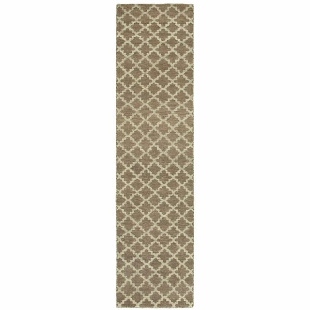 Maddox 56503 Brown/ Blue Hand-crafted Wool Area Rug - 2'6" x 10'