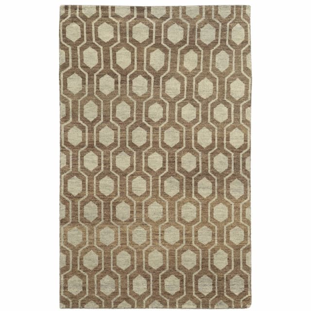 Maddox 56504 Brown/ Blue Hand-crafted Wool Area Rug - 10' x 13'