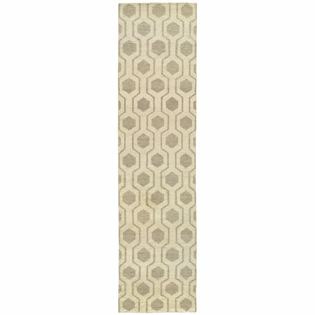 Maddox 56505 Beige/ Stone Hand-crafted Wool Area Rug - 2'6" x 10'