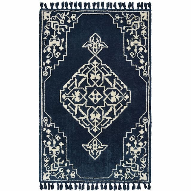 Madison 61410 Blue/ Ivory Indoor Area Rug - 3'6" x 5'6"