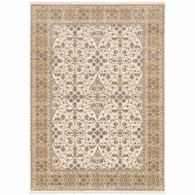 Maharaja 001J1 Ivory/ Gold Indoor Area Rug - 2' x 3'