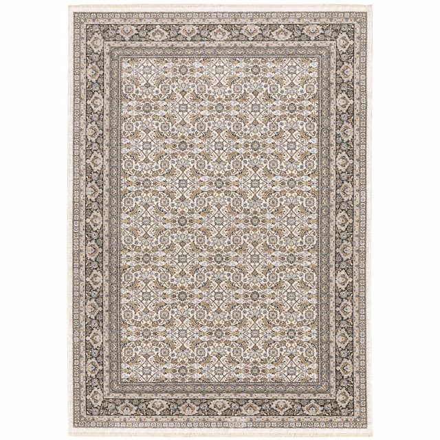 Maharaja 2061N Ivory/ Grey Indoor Area Rug - 2' x 3'