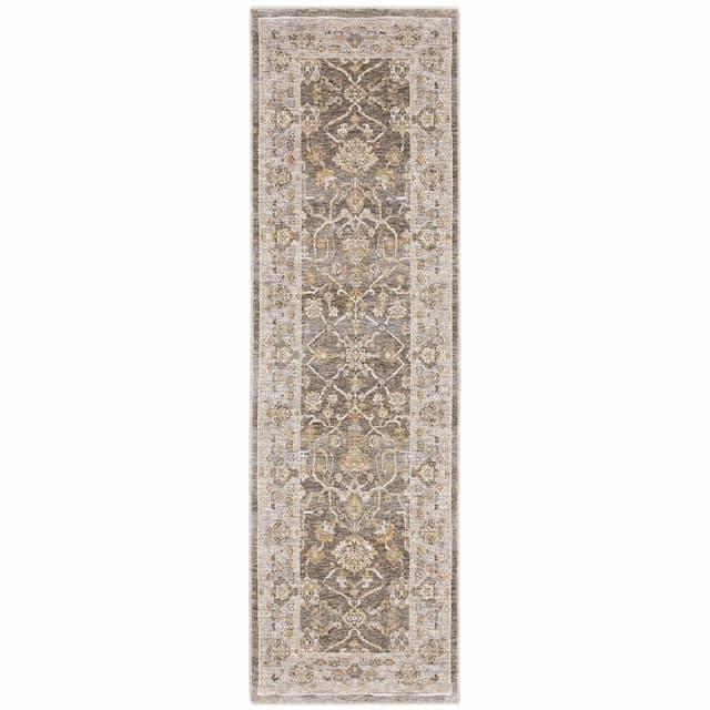 Maharaja 040M1 Beige/ Grey Indoor Area Rug - 2'3" x 7'6"