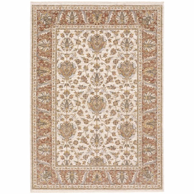 Maharaja 5091Q Rust/ Ivory Indoor Area Rug - 2' x 3'