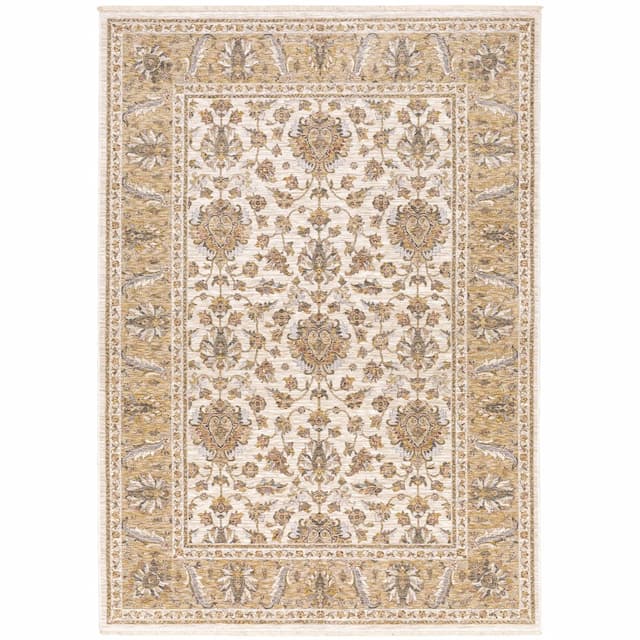 Maharaja 5091W Ivory/ Gold Indoor Area Rug - 2' x 3'